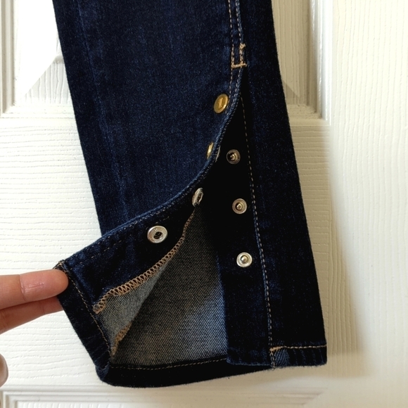 Pilcro Stet Twisted Seam Mid Rise Dark Wash Buttoned Ankle Crop Skinny Jeans 27 - Picture 15 of 16